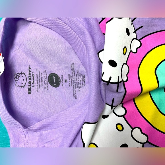 Hello Kitty rainbow Sanrio purple cotton T-shirt, Bioworld - Picture 8 of 8